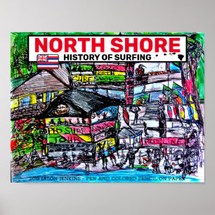 POSTER HISTOIRE NORD-CÔTE DE LA PIPELINE DE SURF
