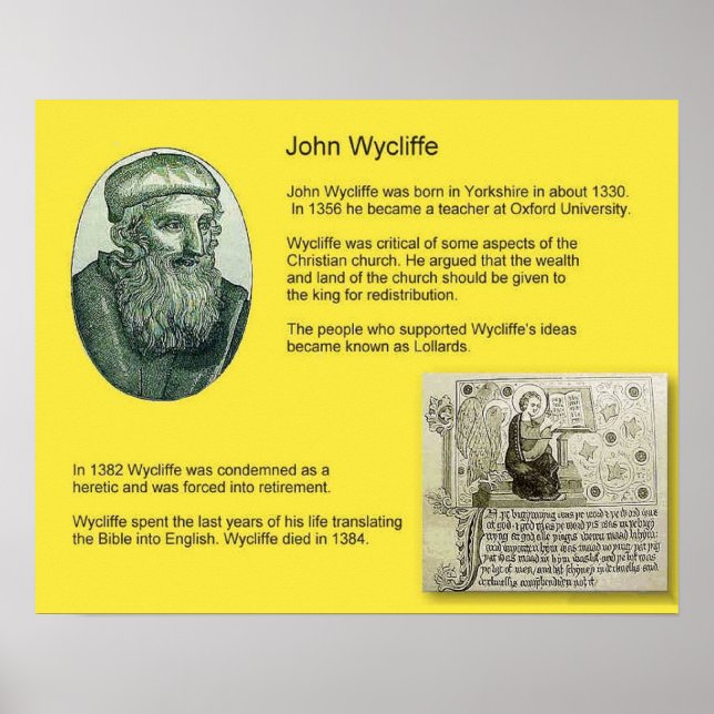 Poster Histoire, Réforme, John Wycliffe (Devant)