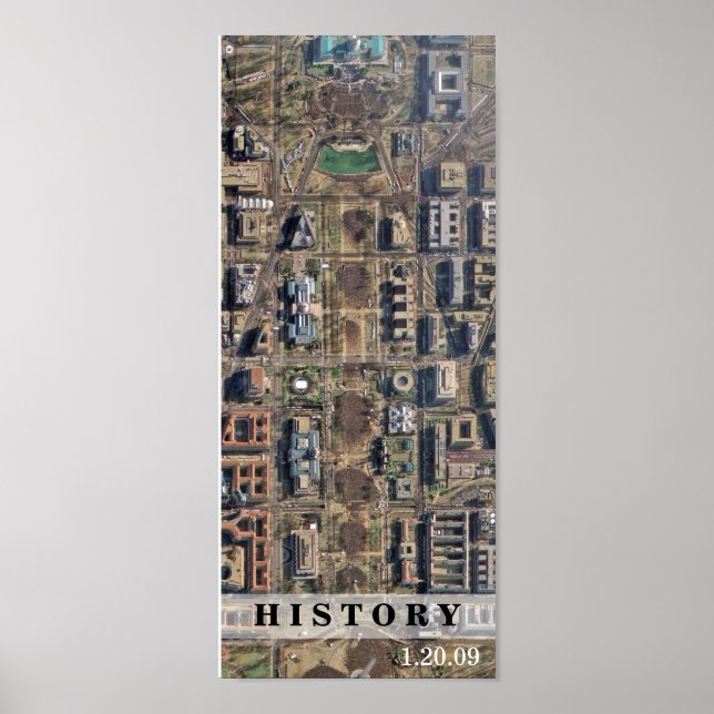 Poster HISTOIRE : Vue aérienne de l'investiture d'Obama à (Devant)