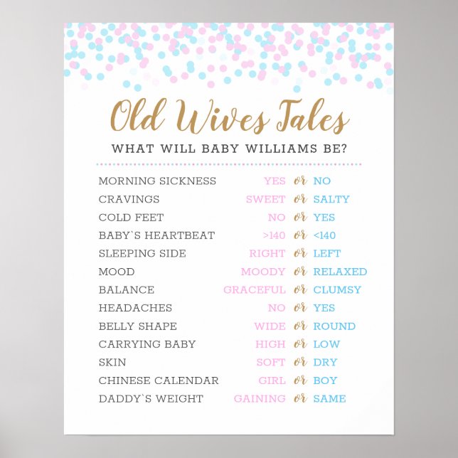 Poster Histoires de vieilles femmes Baby Genre Reveal Jeu (Devant)