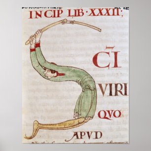 Poster Historiated initial 'S' depicting a man