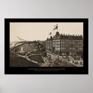 Poster Historic view of Grant Park, Chicago (1880)