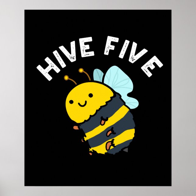 Poster Hive Cinq Funky High Cinq Bee Pun Dark BG (Devant)