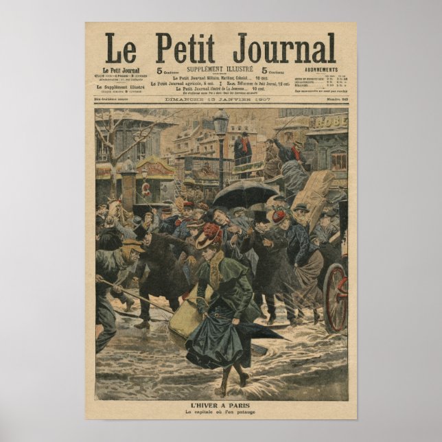 Poster Hiver à Paris marche dans la boue (Devant)