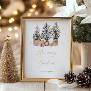 Poster Hiver Arbres de Noël rustiques Combien de bonbons