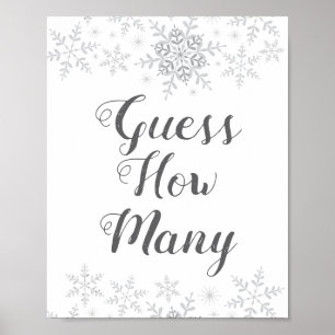 Poster Hiver Baby shower neige Devinez combien de Jeu sig