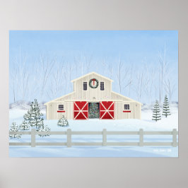 Poster Hiver blanc neige Noël Grange