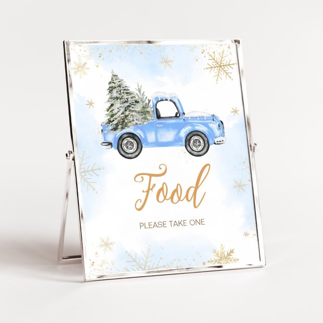 Poster Hiver Blue Truck Food (Blue Baby It's Cold Outside Baby Shower Food Sign)