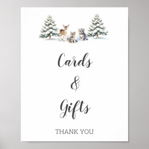 Poster Hiver Bois Animaux Baby showers Cartes et cadeaux