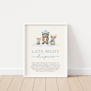 Poster Hiver Bois Animaux Late Night Diapers Jeu