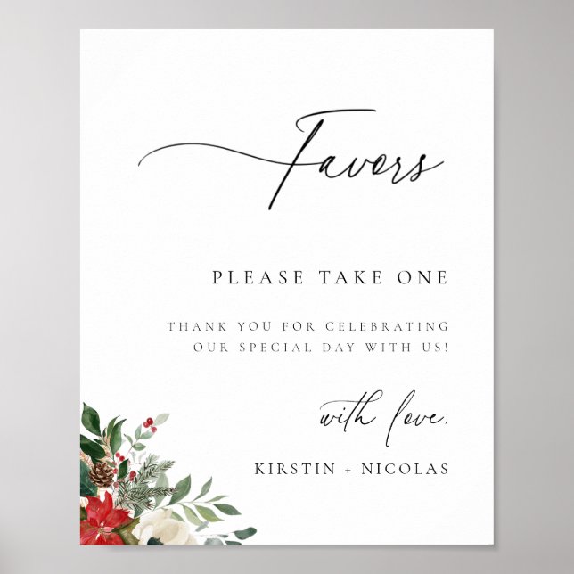 Poster Hiver Botanique Floral Mariage Favoriser (Devant)