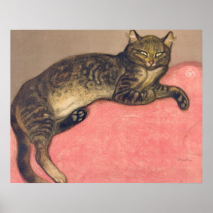Poster Hiver : Chat sur un Coussin de Theophile Steinlen