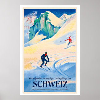 Poster Hiver dans les hautes montagnes ensoleillées de Su