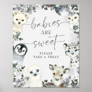 Poster Hiver des animaux de l'Arctique Les bébés sont dou