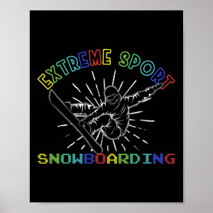 Poster Hiver Extreme Sports Snowboard Freestyle Mont
