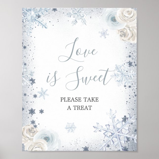 Poster Hiver Flocon de neige Fête des mariées L'amour est (Devant)