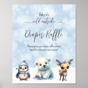 Poster Hiver Froid Hors Baby shower Déchets Raffle