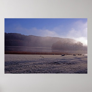 Poster Hiver froid matin Esthwaite Eau Angleterre
