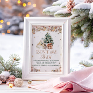 Poster Hiver mignon Ours polaire Ne pas dire jeu de bébé