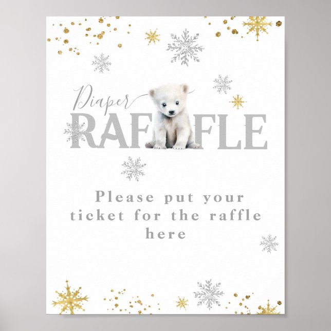 Poster Hiver moderne Baby shower d'attente rapide couche (Devant)