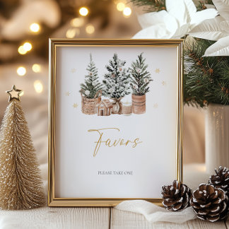 Poster Hiver Noël rustique Les arbres Faveurs