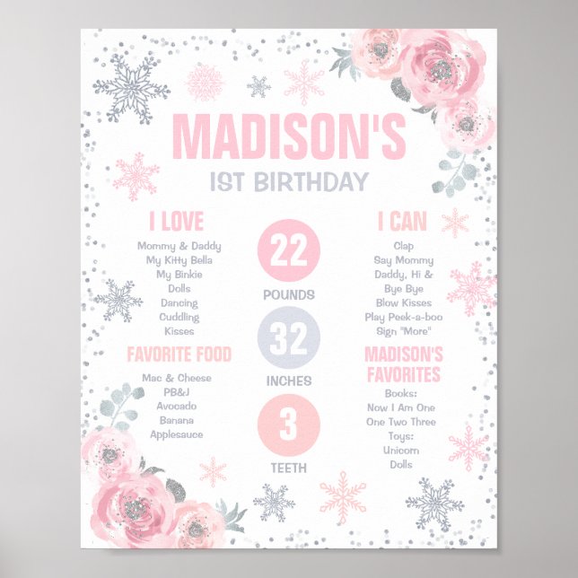 Poster Hiver ONE derland rose 1er anniversaire Jalon (Devant)