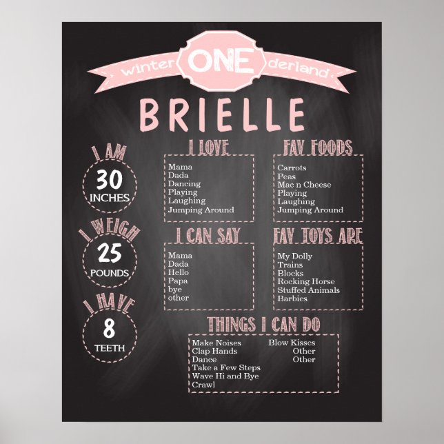 Poster Hiver ONEderland 16x20 Modèle 1er anniversaire (Devant)