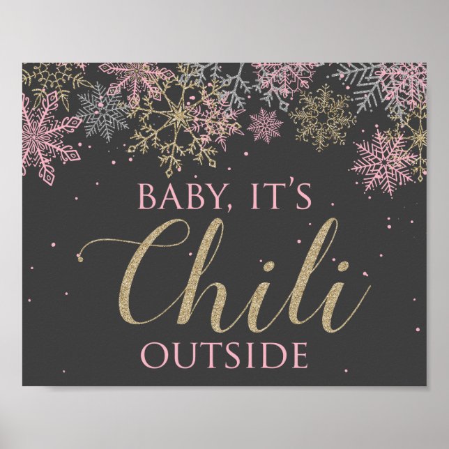 Poster Hiver ONEderland Baby It's Chili Outside Sign (Devant)