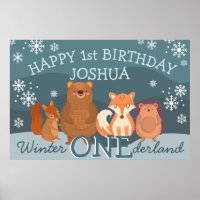 Hiver Onederland bois animaux 1er anniversaire