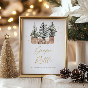 Poster Hiver Rustique Noël Arbres de Noël Déchets Raffle