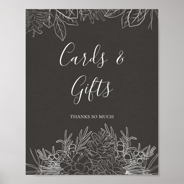 Poster Hiver rustique | Panneau de cartes et cadeaux Char (Devant)