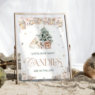 Poster Hivernal Mignonne Ours Polaire Devine Combien De C