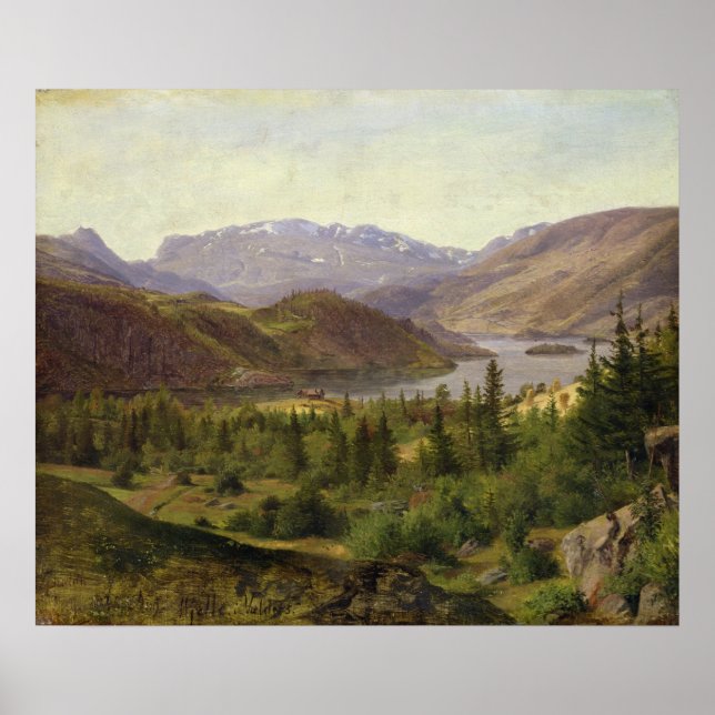 Poster Hjelle dans Valders, Fjord de tuile, 1835 (Devant)