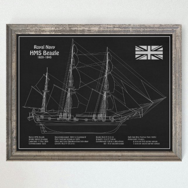 Poster HMS Beagle - Grand navire - Modèle de livraison PB (Créateur téléchargé)