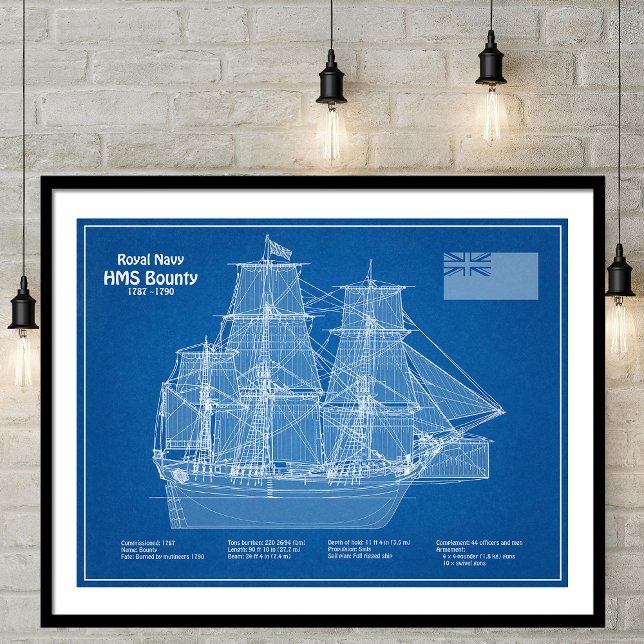 Poster HMS Bounty - Plan directeur des navires ABD (Créateur téléchargé)