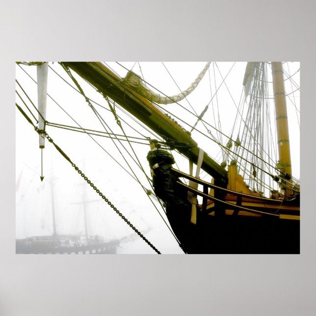 Poster HMS Bounty Tall Ship émerge de l'affiche Mist (Devant)