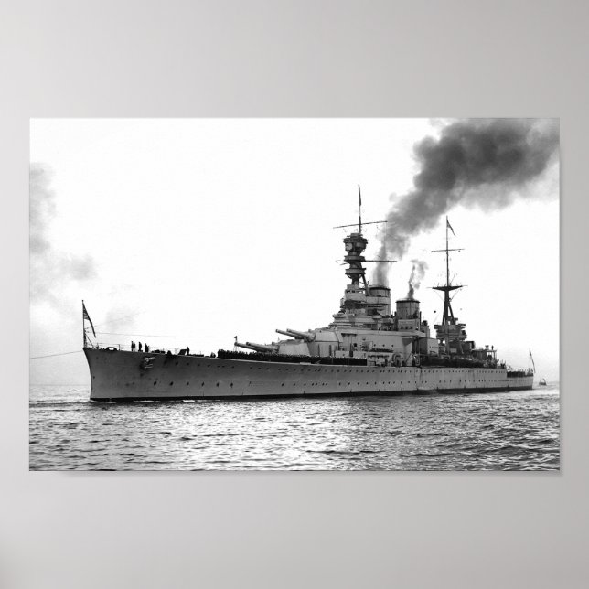 Poster HMS Renown - Vintage Nautical Battlecruiser (Devant)