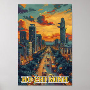 Poster Ho Chi Minh Ville Viêt Nam Illustration de l'art V