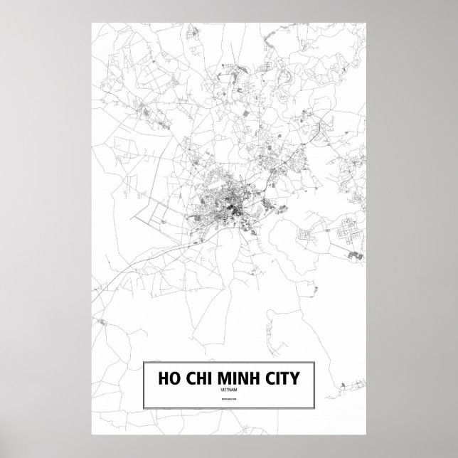 Poster Ho Chi Minh Ville, Vietnam (noir sur blanc) (Devant)