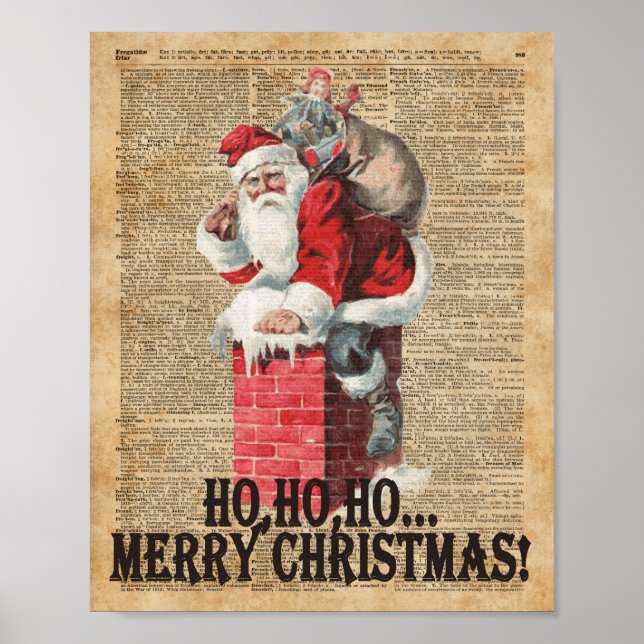 Poster Ho, Ho Joyeux Noël Dictionnaire du Père Noël Art (Devant)