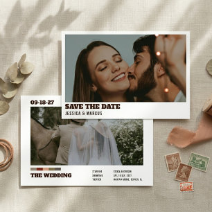 Poster-Hochzeitfoto im Stil der Mitte des Jahrhund Save The Date
