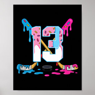 Poster Hockey 13 ans crème glacée goutte 13e anniversaire
