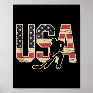 Poster Hockey Drapeau Américain