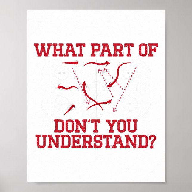 Poster Hockey Player Funny Rink Diagram Youth Ice Hockey  (Devant)