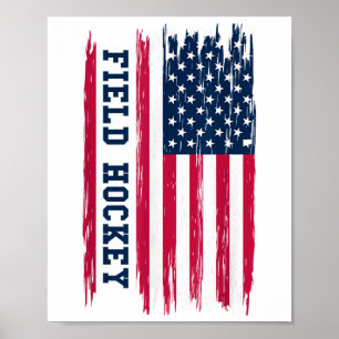 Poster Hockey sur gazon Drapeau américain Joueur de hocke