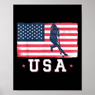 Poster Hockey sur gazon Drapeau américain Usa pour femmes