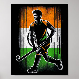 Poster Hockey sur gazon Inde Hommes Drapeau indien Hockey