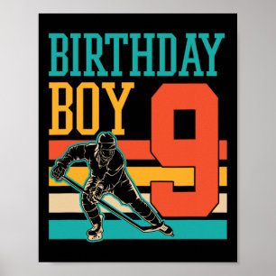 Poster Hockey sur glace âgé de 9 ans thème 9e anniversair