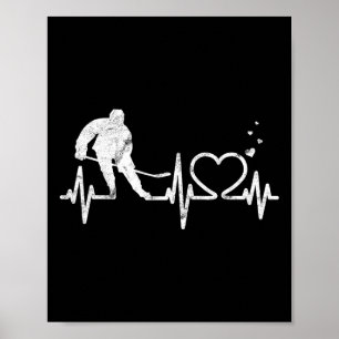 Poster Hockey sur glace Cœur Saint-Valentin Battement de 