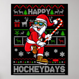 Poster Hockey sur glace Père Noël Joyeux Hockeydays Drôle
